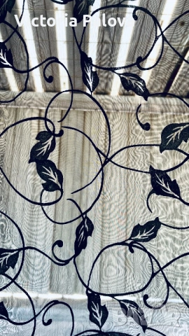 Комплект черни тюлени пердета с флорални мотиви (2 броя), снимка 9 - Пердета и завеси - 53728237