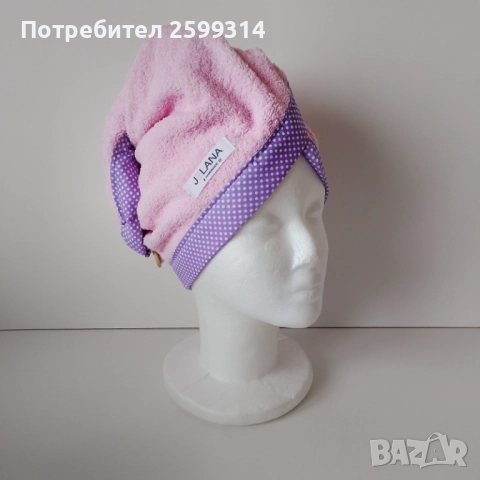 Памучна кърпа/тюрбан за коса в розово, снимка 3 - Аксесоари за коса - 52595533