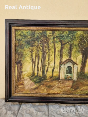 Прекрасна антикварна френска картина масло върху платно , снимка 5 - Антикварни и старинни предмети - 50645619