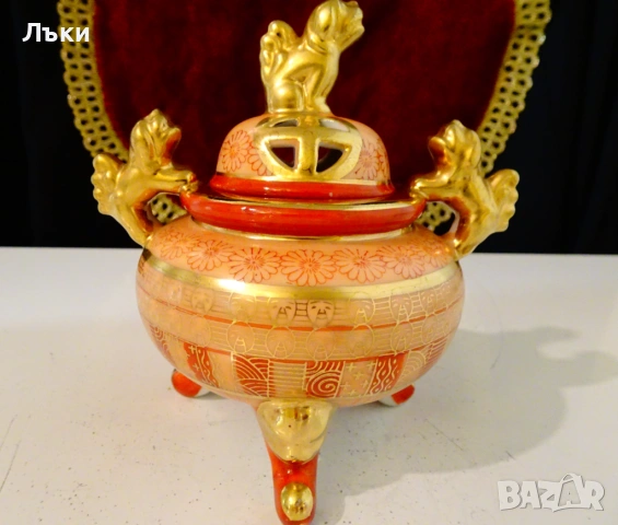 Японско порцеланово кадило,тамянник,злато. 