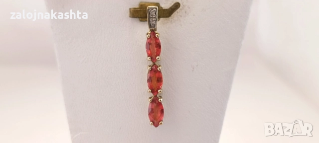 Нова Златна висулка с гранат-1,12гр/14кр, снимка 2 - Колиета, медальони, синджири - 52838304