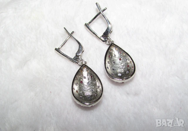 925 сребърни обеци с танзанит и гранат родолит, подходящи за подарък, снимка 3 - Обеци - 50779773