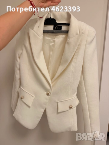 Бяло сако Christine Fashion, снимка 6 - Сака - 53698919