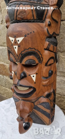 Тежка и масивна маска дялана от цяло дърво, снимка 11 - Декорация за дома - 53341249