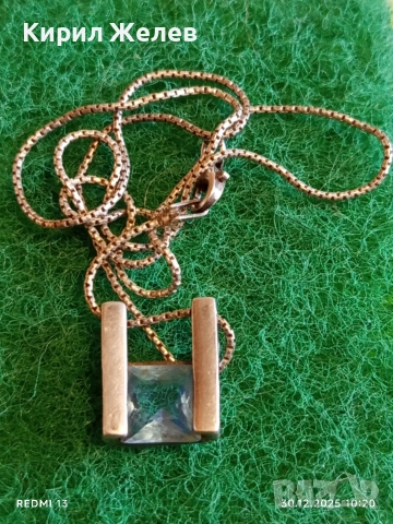 Сребърно колие с висулка от син топаз нежно стилно бижу 24933