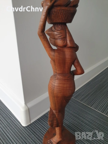 40см ръчна дърворезба статуетка/еротика/азиатска дървена скулптура/фигура на полугола жена, снимка 2 - Статуетки - 54091520