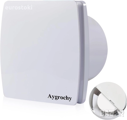 Aygrochy Безшумен абсорбатор за баня, 150 мм с анти-възвратна система, за кухня, баня, гараж