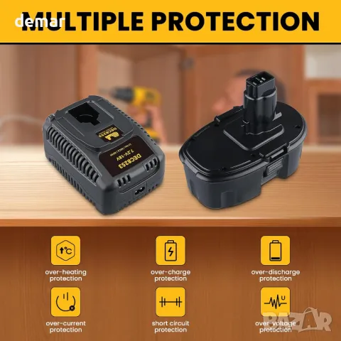 SHGEEN 4800mAh 18V 2 броя DC9096 DC9098 Резервна батерия, съвместима с Dewalt 18V XRP, снимка 4 - Други стоки за дома - 47763392