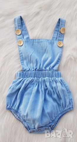 Бебешки дънков гащеризон и боди с якичка 0-3 месеца , снимка 3 - Бебешки гащеризони - 51756902