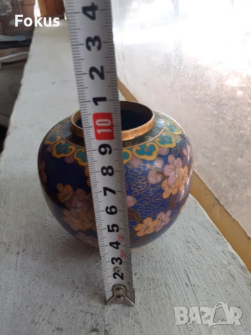 Красива стара колекционерска ваза Клоазоне cloisonne, снимка 7 - Антикварни и старинни предмети - 53456756