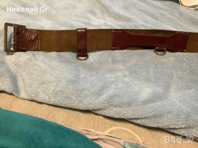 Български офицерски колан  времената социализма кожа отличен състояние, снимка 2 - Колани - 54012438
