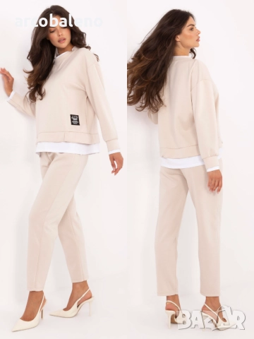 Дамски ежедневен комплект от две части с бяла вложка, 3цвята , снимка 11 - Комплекти - 52861151