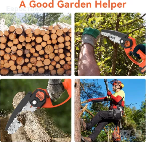 Мини моторен трион Bravolu 21V 6 инча акумулаторен верижен трион, снимка 4 - Градинска техника - 50087705