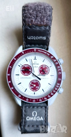 Swatch x Omega Bio Ceramic Moonswatch Mission to Pluto , снимка 2 - Мъжки - 53902235
