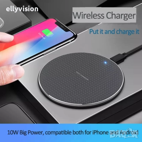 Безжично зарядно 10 W за мобилен телефон, снимка 2 - Безжични зарядни - 51826336