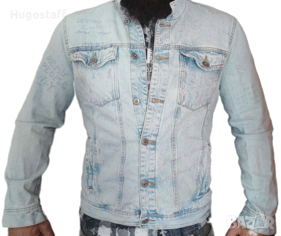 Мъжки оригинални винтидж маркови дънкови якета графити надписи М L Xl, снимка 12 - Якета - 43287814