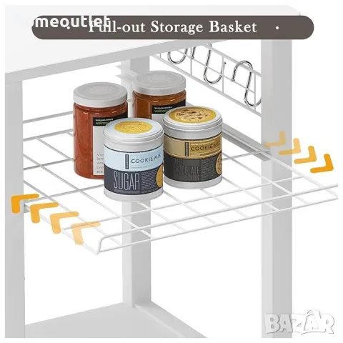 ПРОМОЦИЯ Многофункционална кухненска етажерка за съхранение с вграден контакт и usb порт 10CZSSW5S-W, снимка 7 - Етажерки - 49740996