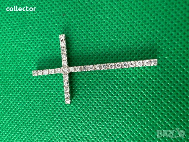 Сребърно кръстче с циркони. №7632, снимка 6 - Антикварни и старинни предмети - 52481572