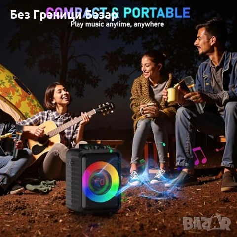 Нова домашна Караоке машина 30W + 2 безжични микрофона, Bluetooth 5.3, LED, снимка 7 - Други - 53666421