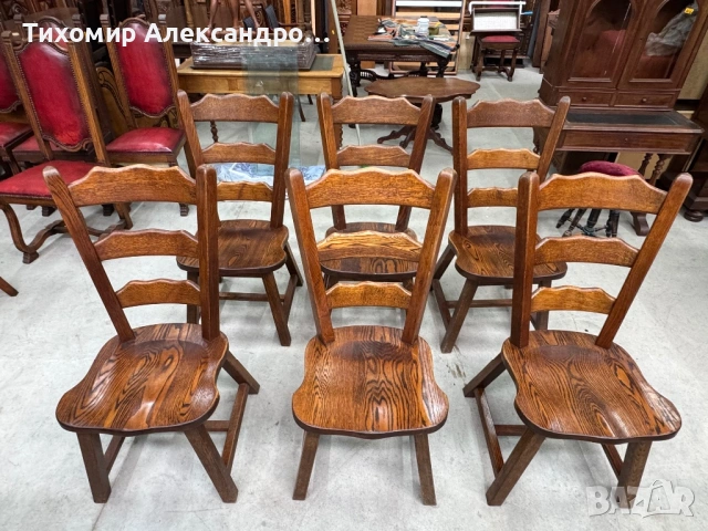 Комплект трапезни столове от дъбов масив, снимка 3 - Столове - 54288032