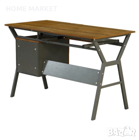 Бюро Хоуми - цвят орех-сив  Общи размери:120х60х76 см. , снимка 6 - Бюра - 52949516