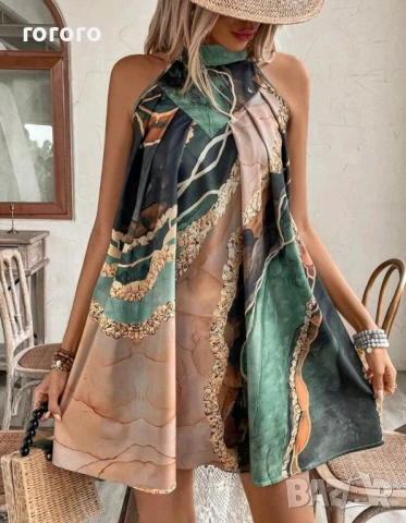 Рокля с мраморен ефект, снимка 4 - Рокли - 50659307