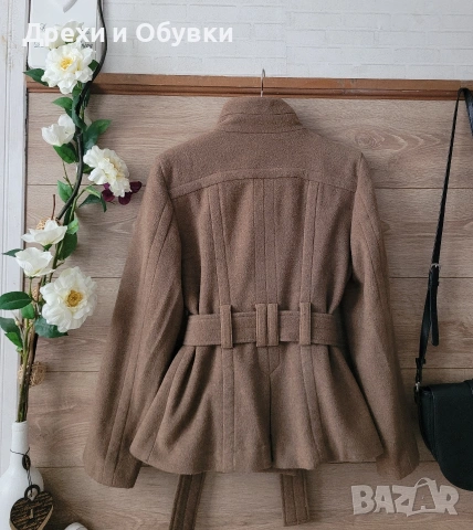 Палто в кафяв цвят ZARA вълна, снимка 8 - Палта, манта - 52811197