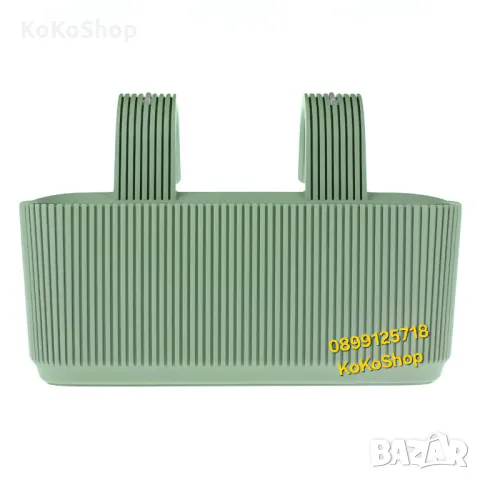 Сандъче за цветя – пластмасово, зелено, за балкон или двор, снимка 3 - Саксии и кашпи - 50301004