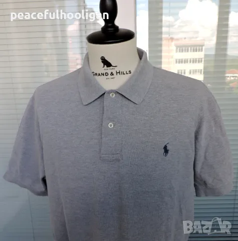 Polo By Ralph Lauren Classic Fit Men`s Grey Short Sleeve Polo Shirt - мъжка тениска размер XL, снимка 2 - Тениски - 47091301