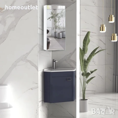 Ъглов шкаф за баня със стенен монтаж и компактен размер CLIPOP WFBS-BC0162WH, снимка 2 - Шкафове - 50656282