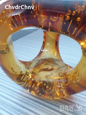 Murano стъклена фигура 19см-2кг/италианска абстрактна ябълка от Мурано стъкло, снимка 6 - Статуетки - 50372674