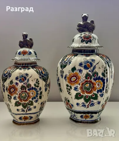Две вази / урни Royal Delft Polychrome, снимка 2 - Вази - 49869738