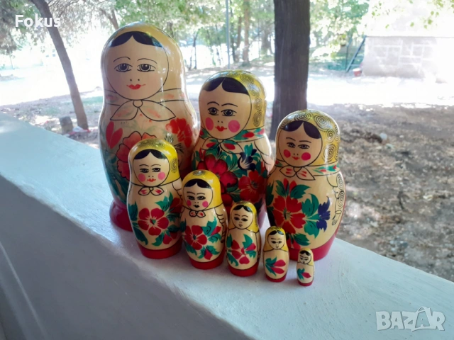 МАТРЬОШКА СТАРА СЪВЕТСКА КУКЛА 8 БРОЯ В ЕДНО, снимка 2 - Антикварни и старинни предмети - 53519333