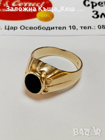 Златен мъжки пръстен 14К.Тегло 6.53 гр.Размер 61.Цена 575 €., снимка 2 - Пръстени - 53807903
