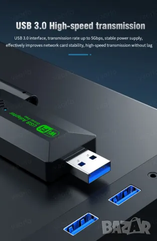 1200Mbps WiFi USB 3.0 безжичен адаптер двучестотен 2.4G+5Ghz 802.11AC интернет за компютър лаптоп, снимка 4 - Кабели и адаптери - 47075048