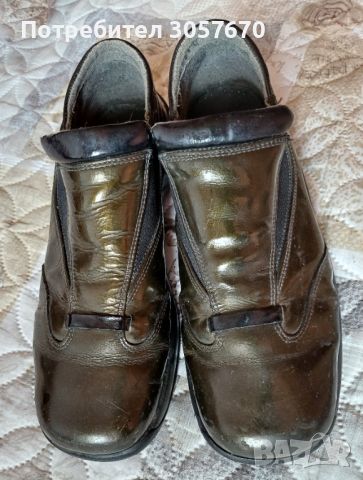 Тъмнозелени пролетно-есенни обувки, естествен лак, снимка 1 - Дамски ежедневни обувки - 45156022