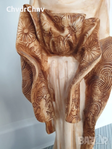 ARNART статуетка мраморен резин 41см-4kg/американска фигура на гейша-японка с цветя, снимка 9 - Статуетки - 52973394