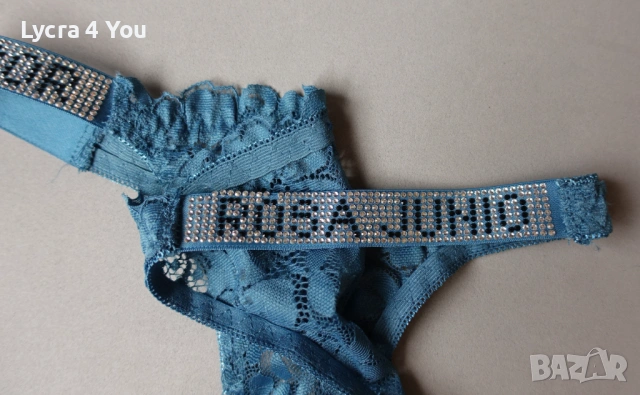 S тюркоазени дантелени прашки с камъчета на талията, снимка 3 - Бельо - 54175292