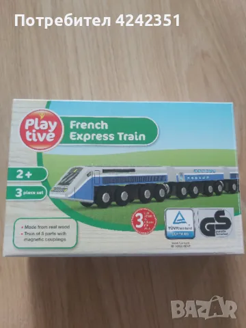 Дървено влакче от 3 части., снимка 2 - Влакчета, самолети, хеликоптери - 49697299