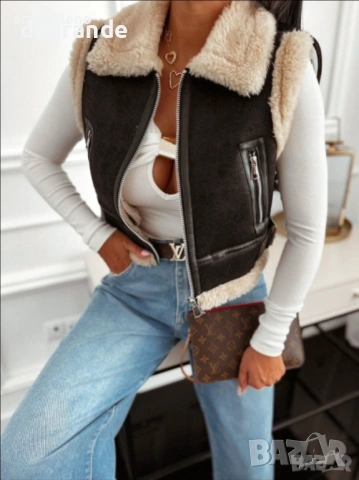 Дебел дамски елек с Каракул , снимка 4 - Елеци - 52667960