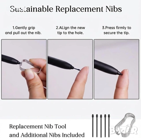 Стилус за Remarkable 2, EMR молив с гумичка, ниво на натиск 4096, отхвърляне на дланта, снимка 6 - Друга електроника - 53604327