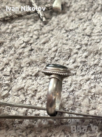 Дамски сребърен пръстен с лабрадорит, снимка 2 - Пръстени - 52940876