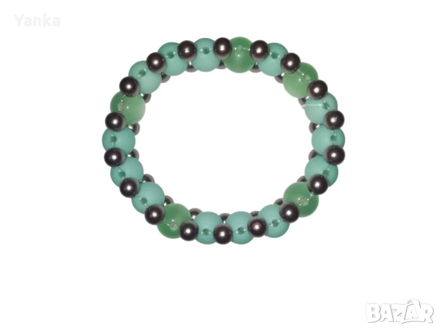 Гривна - ръчна изработка с мъниста Котешко око , снимка 3 - Гривни - 51287916