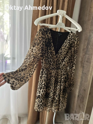 Рокля с леопардова шарка М размер, снимка 2 - Рокли - 51482285