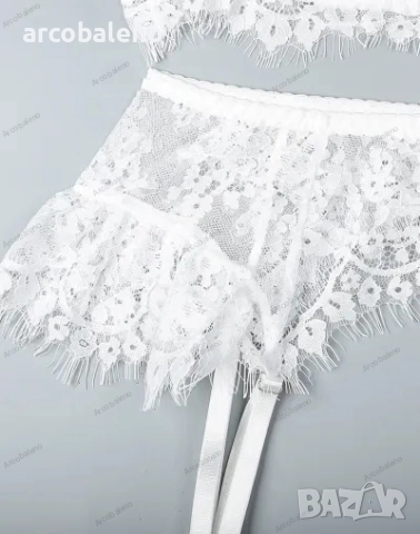 Дамски комплект бельо от четири части с дантелени тиранти, 3цвята , снимка 5 - Бельо - 41498826