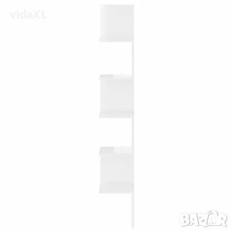 vidaXL Стенен ъглов рафт, бял гланц（SKU:807283）, снимка 4 - Други - 48087680