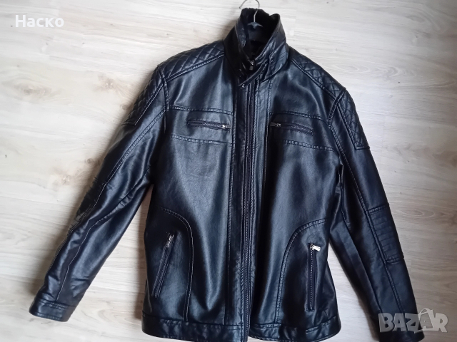 мъжко зимно кожено яке с подплата, еко кожа, изкуствена кожа