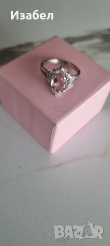 Пръстен с розов турмалин и диаманти, снимка 4 - Пръстени - 53592801