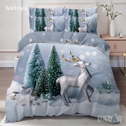 Двулицево коледно спално бельо (Реално изображение), 6 части - Модел WS17129