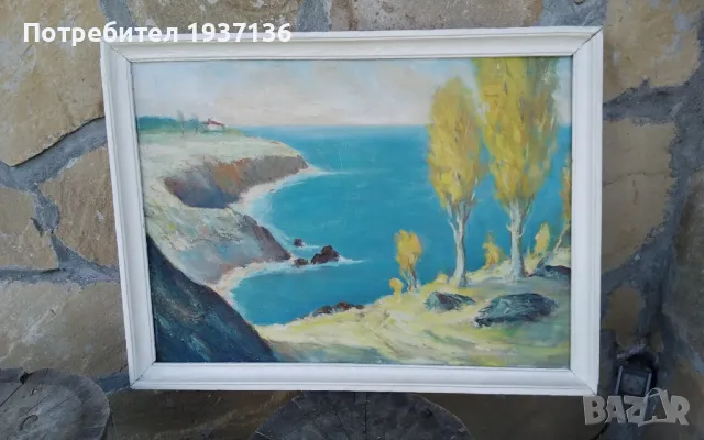 Стара картина масло върху фазер голяма 